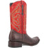 Dingo Brown and Red Snoot Toe Leather Western Boots