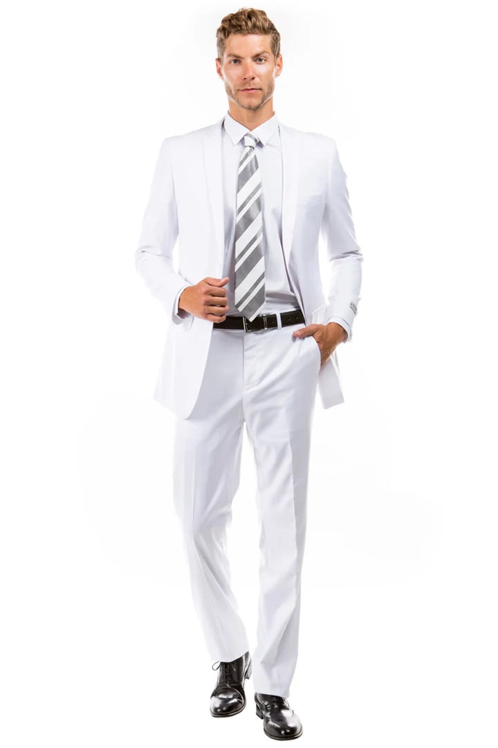 White Wedding Suit For Men Perfect For Groom Men s Basic 2 Button