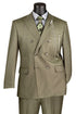 Mens Double Breasted Sharkskin Suit in Dusty Olive Green