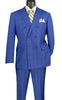 Alexander Collection - Blue Double Breasted 2 Piece Suit Regular Fit Glen Plaid