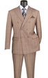 Alexander Collection - Tan Double Breasted 2 Piece Suit Regular Fit Glen Plaid