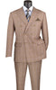 Alexander Collection - Tan Double Breasted 2 Piece Suit Regular Fit Glen Plaid