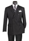 Rockefeller Collection - Double Breasted Stripe Suit Black Regular Fit 2 Piece With Flexible Elastic Waistband