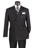 Rockefeller Collection - Double Breasted Stripe Suit Black Regular Fit 2 Piece With Flexible Elastic Waistband