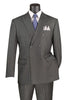 Rockefeller Collection - Double Breasted Stripe Suit Charcoal Regular Fit 2 Piece With Flexible Elastic Waistband