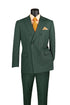 Rockefeller Collection - Double Breasted Stripe Suit Hunter Green Regular Fit 2 Piece