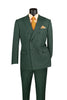 Rockefeller Collection - Double Breasted Stripe Suit Hunter Green Regular Fit 2 Piece With Flexible Elastic Waistband