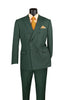 Rockefeller Collection - Double Breasted Stripe Suit Hunter Green Regular Fit 2 Piece