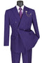 Rockefeller Collection - Double Breasted Stripe Suit Purple Regular Fit 2 Piece With Flexible Elastic Waistband