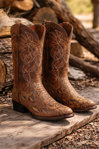 Dan Post Men’s Bay Apache Manning 13 Round Toe Genuine Python Leather Cowboy Boot