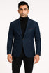 Mens Dark Blue Denim Casual Blazer with Notch Lapel and Single Button Closure