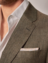 Mens Linen Suit For Beach Wedding - Summer Suit in Dark Green