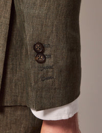 Mens Linen Suit For Beach Wedding - Summer Suit in Dark Green