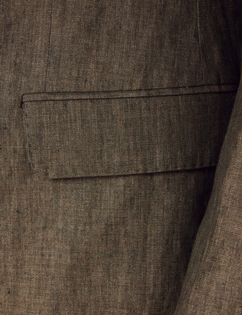 Mens Linen Suit For Beach Wedding - Summer Suit in Dark Green Tailored Fit