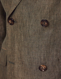 Mens Linen Suit For Beach Wedding - Summer Suit in Dark Green Tailored Fit