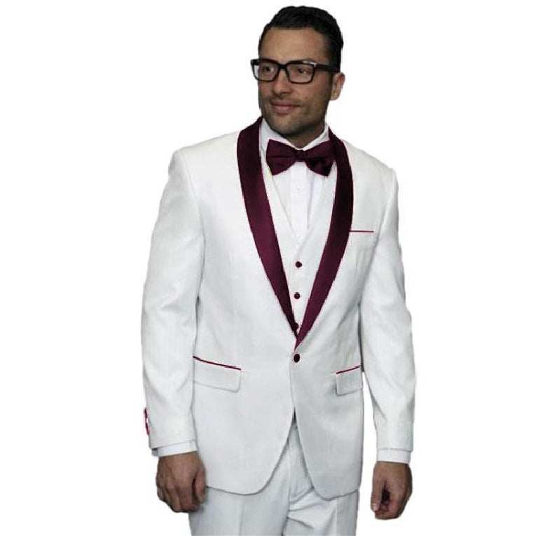 Alberto Nardoni Men's Vested 1 Button Shawl Tuxedo in Navy Blue $199 main image 1