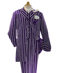 Dark Purple and White Pinstripe - Gangster 1920s Pinstripe Suit - Mens Fashion Suit