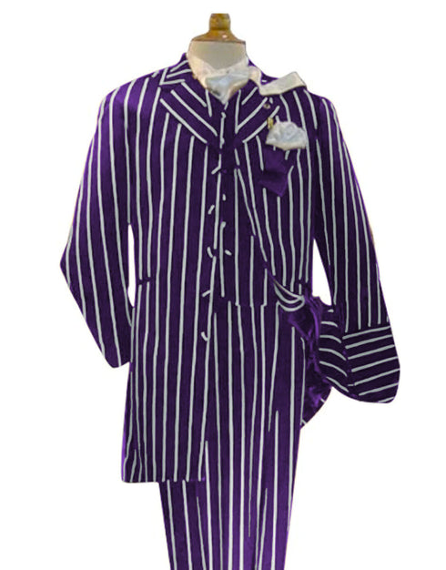 Dark Purple and White Pinstripe - Gangster 1920s Pinstripe Suit - Mens Fashion Suit