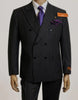 Mens Black Suit - Designer Brand Suit No Double Breasted Pinstripe Pleated Pants Modern Fit