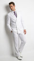 Men’s White Classic Double Breasted Poplin Suit, Formal Two Piece Wedding Dress Suit