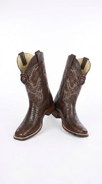 Men’s Brown Armadillo Ranchera Toe Cowboy Boots with TPU Sole, Western Dress Boots
