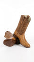 Men’s Los Altos Brown Ostrich Skin Wide Square Toe Boots, Exotic Western Cowboy Dress Boots
