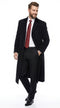 Men’s Black Chesterfield Overcoat, Full Length Wool and Cashmere Dress Coat