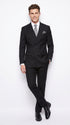 Men’s Black Classic Wool Double Breasted Suit, Formal Wedding Business Dress Suit