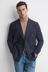 Men’s Double Breasted Navy Blue Pinstripe Blazer – Stripe Sport Coat Jacket