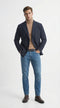 Men’s Double Breasted Navy Blue Pinstripe Blazer – Stripe Sport Coat Jacket