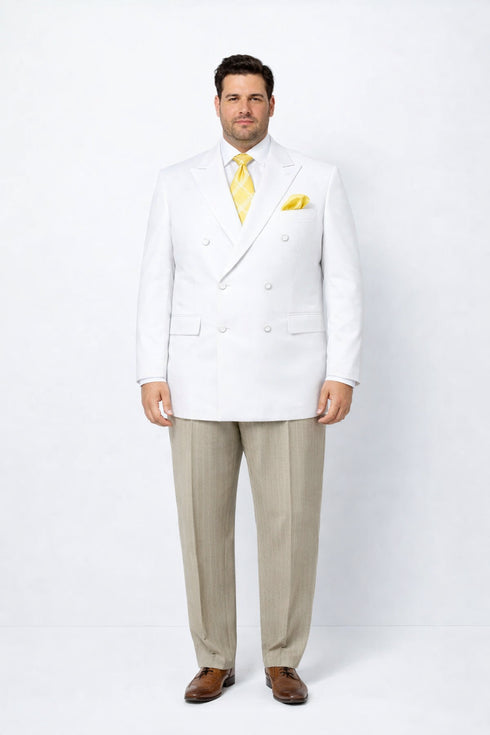 Men’s White Double Breasted Blazer | Classic Fit Formal Sport Coat