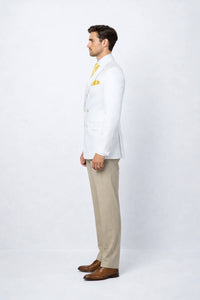 Men’s White Double Breasted Blazer | Classic Fit Formal Sport Coat
