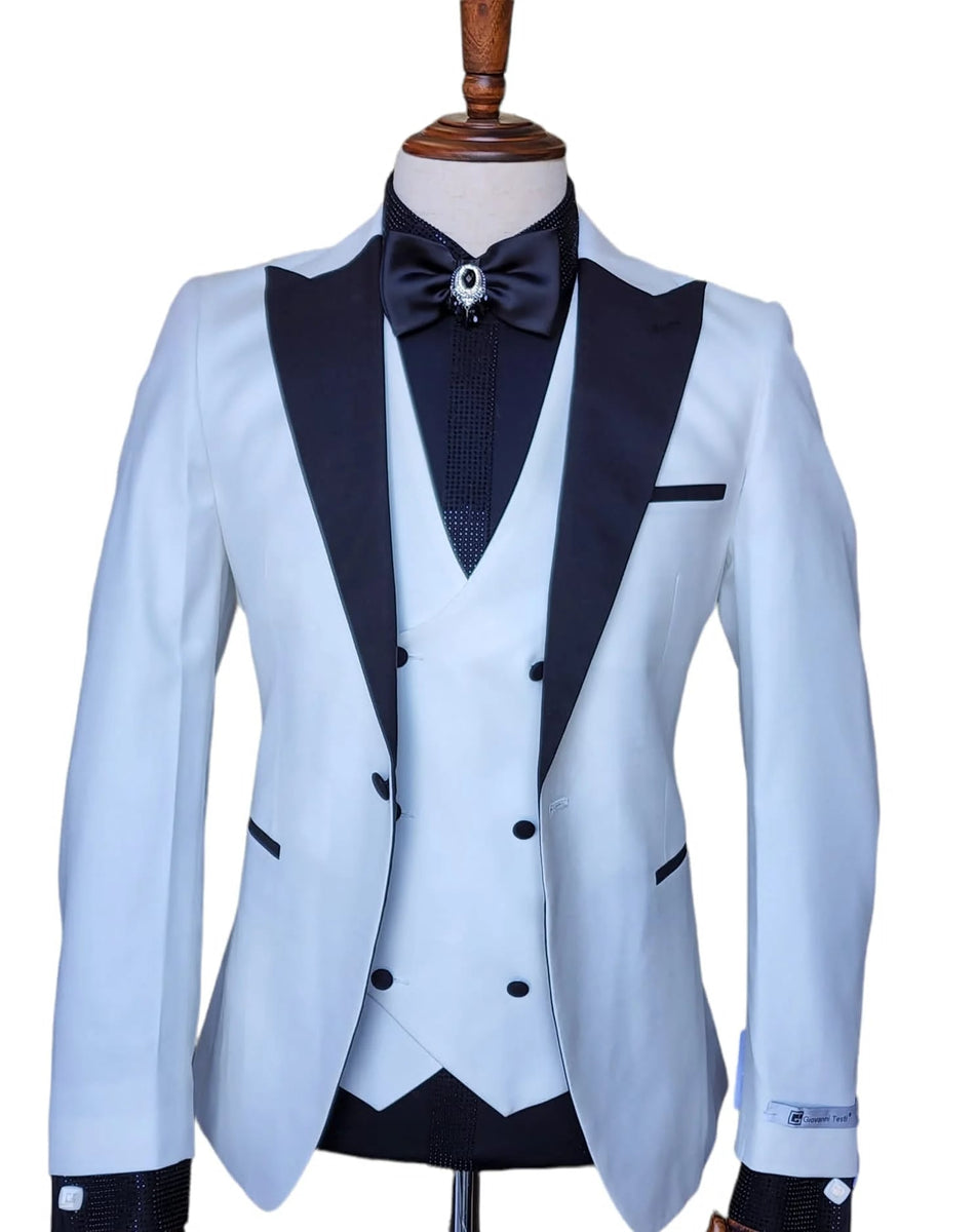 White and Ivory and Rust Tuxedo Suit - Prom Suit - Prom Wedding Suit main image 1