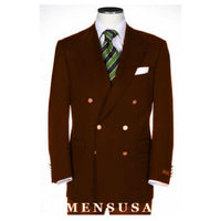 Double Breasted Blazer Wool Feel Poly Rayon Fabric Sport Brown