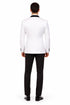 Double Breasted Slim Fit Tuxedo White with Black Satin Peak Lapel