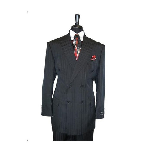 Double Breasted Tone On Tone Shadow Stripe Black On Black