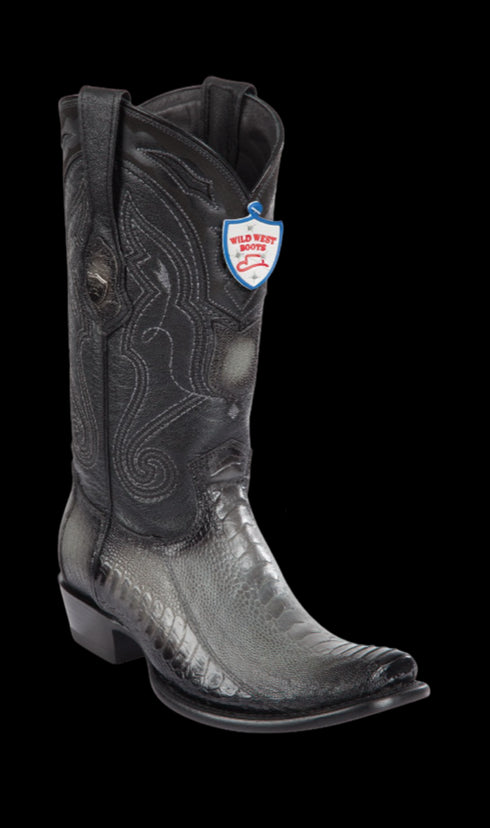 Wild West Botas de Pata de Avestruz Horma Dubai Toe Faded Gray