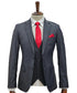 Mens Giovanni Testi Charcoal 3 Piece Suit – 2 Button Closure, Classic Notch Lapel, Flex Waist Pants