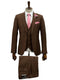 Mens Giovanni Testi Brown Suit Set – 2 Button Notch Lapel Blazer with Pick Stitching & Comfort Waist Pants