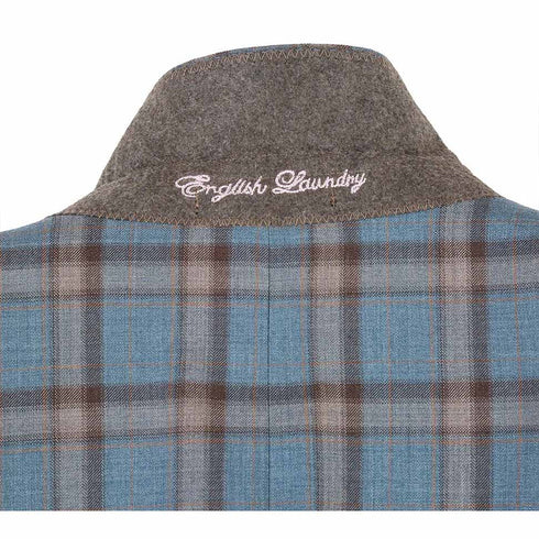 English Laundry 2-Piece Light Gray with Bronze Stereoscopic-Grid Slim Fit Suit Wool Blend