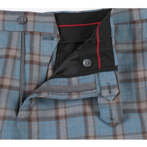 English Laundry 2-Piece Light Gray with Bronze Stereoscopic-Grid Slim Fit Suit Wool Blend