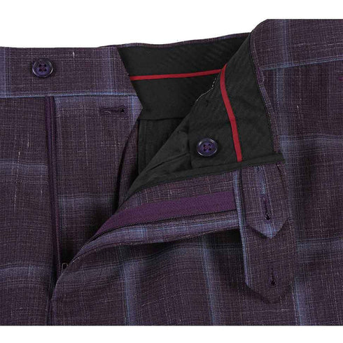 English Laundry 2-Piece Purple Window Pane Check Slim Fit Suit Wool Blend