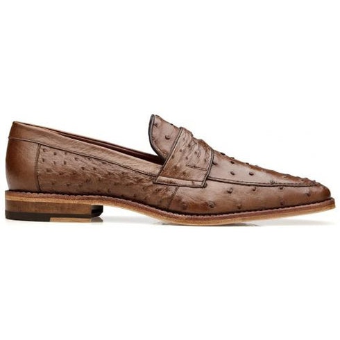 Belvedere Espada Tabac Genuine Ostrich Quill Penny Loafer