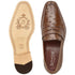 Men's Ostrich Leather Penny Loafers - Belvedere Espada Tabac Quill Detail