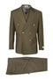 Tiglio Italian Suit - Real Wool Fabric Super 150's EST Olive, Wide Leg Suit & Vest in Color Olive