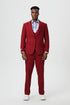 Men's Vested One Button Peak Lapel Stacy Adams Designer Suit in Cherry Red