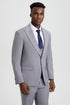 Men's Vested One Button Peak Lapel Stacy Adams Designer Suit in Light Grey