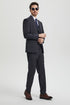 Men's Two Button Vested Stacy Adams Basic Designer Suit in Charcoal Grey