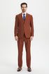 Men's Two Button Vested Stacy Adams Basic Designer Suit in Brown Rust