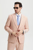 Men's Vested One Button Peak Lapel Stacy Adams Designer Suit in Blush Pink
